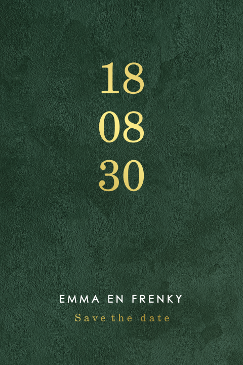 Klassieke save the date met cijfers in goudfolie