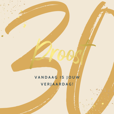 Typografische verjaardagskaart voor man met leeftijd in groot en folie