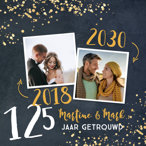 Jubileum uitnodiging 12,5 jaar met confetti