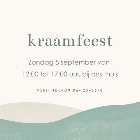 Kraamfeestkaartje met petrol landschap
