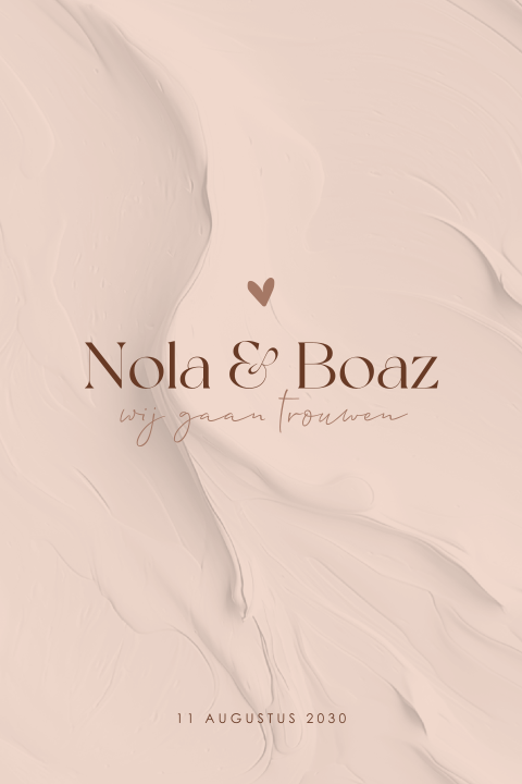 Stijlvolle trouwkaart in mokkatinten 