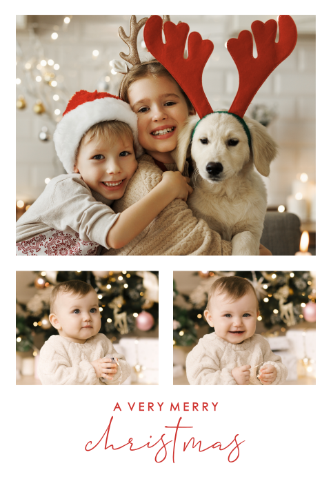 Persoonlijke foto kerstkaart met foto collage