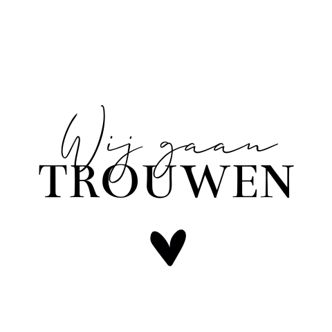 Rond label voor bij trouwkaart met tekst