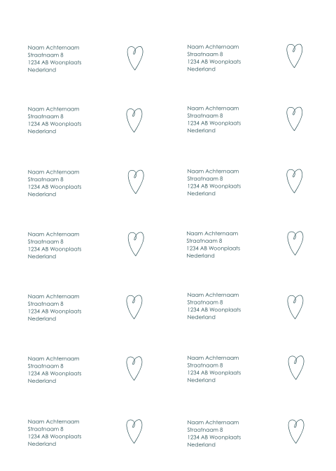 Adresstickers met donkerblauw hartje 