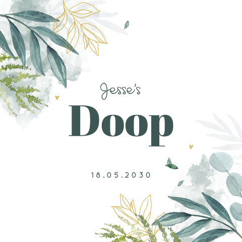 Stijlvol botanisch doopkaartje