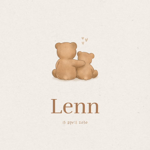 Lief geboortekaartje broertje met teddybeertjes