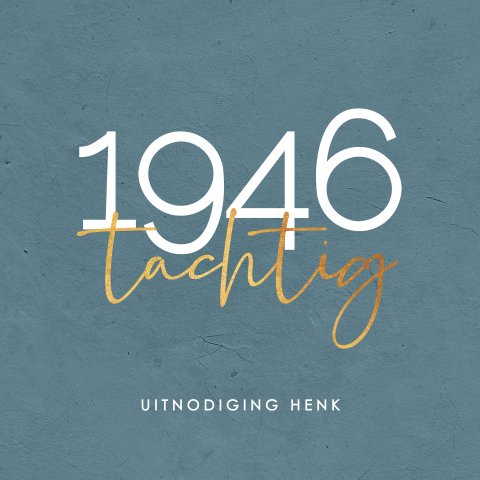 Stijlvolle uitnodiging blauw 80 jaar met geboortejaar