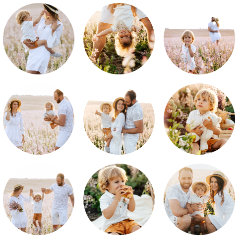 Ronde fototegels voor een persoonlijke fotocollage