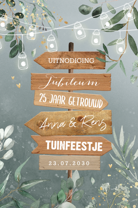 Jubileum uitnodiging 25 jaar tuinfeest botanisch wegwijzer