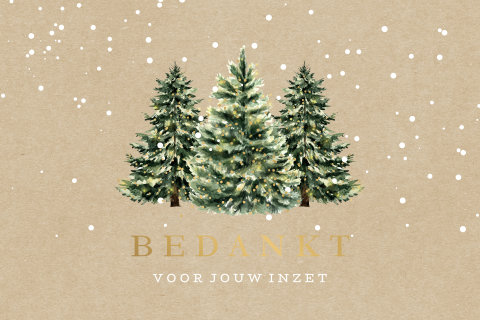 Zakelijke kerstkaart met kerstbomen en matgoudfolie