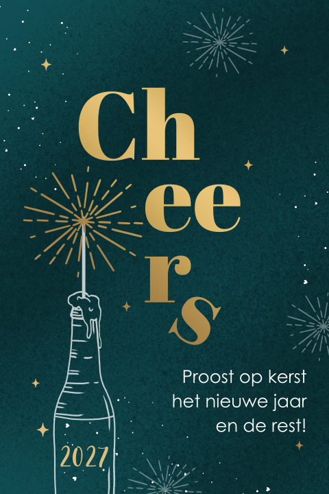 Nieuwjaarskaart met mat goudfolie en sterretjes