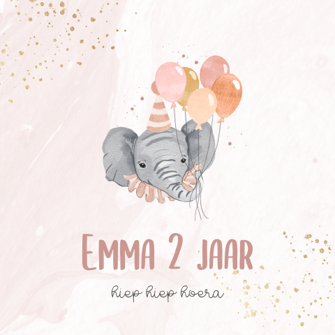 Uitnodiging kinderfeestje olifant met ballonnen