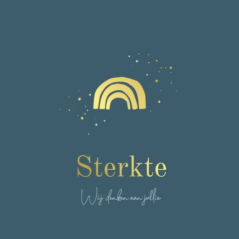 Condoleance kaart met regenboogje en goudfolie