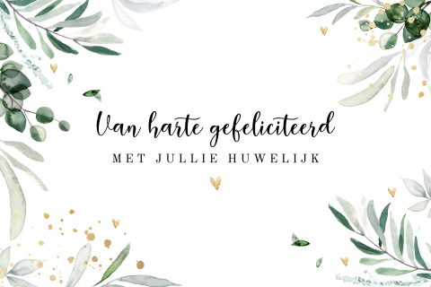 Felicitatiekaart huwelijk botanische takjes