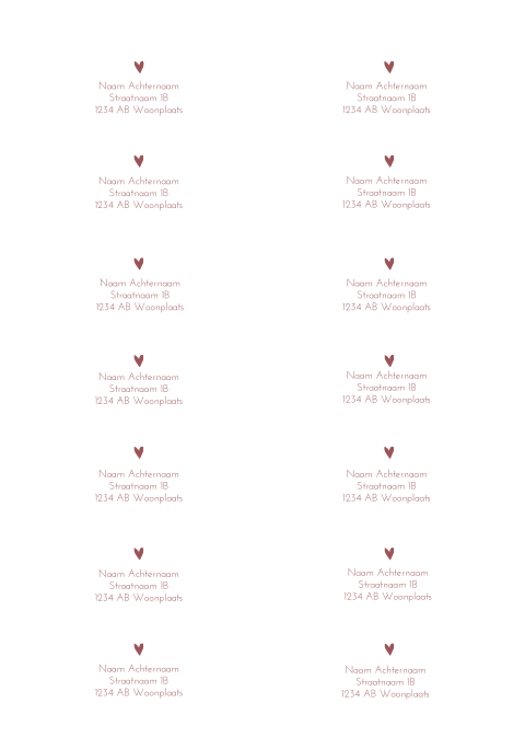 Adresstickers minimalistisch met klein hartje