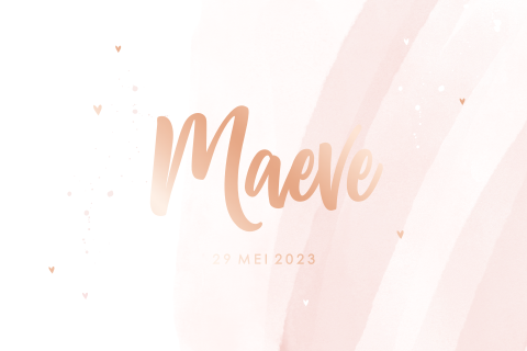 Rosefolie geboortekaartje regenboog