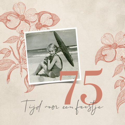 Vintage uitnodiging verjaardag 75 jaar
