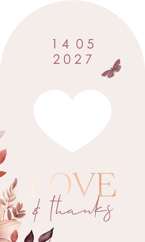 Boogkaartje met bloemen en roséfolie