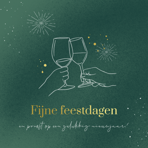 Kerstkaart gezond nieuwjaar met proostende glazen