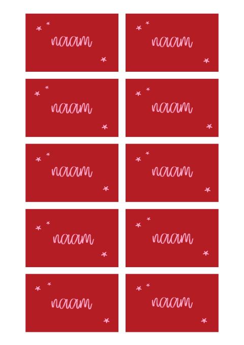 Naamkaartjes kerstdiner maken rood roze