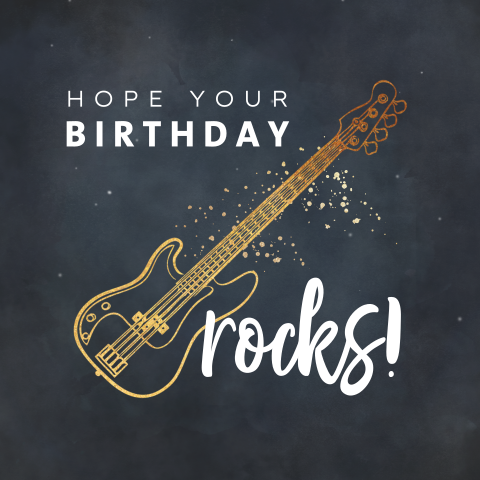 Felicitatie kaart voor verjaardag man met gitaar