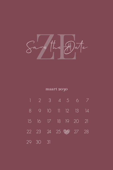 Trendy Save the Date kaart met kalender