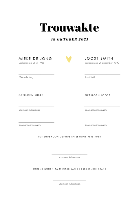 Stijlvolle trouwakte zelf maken typografisch