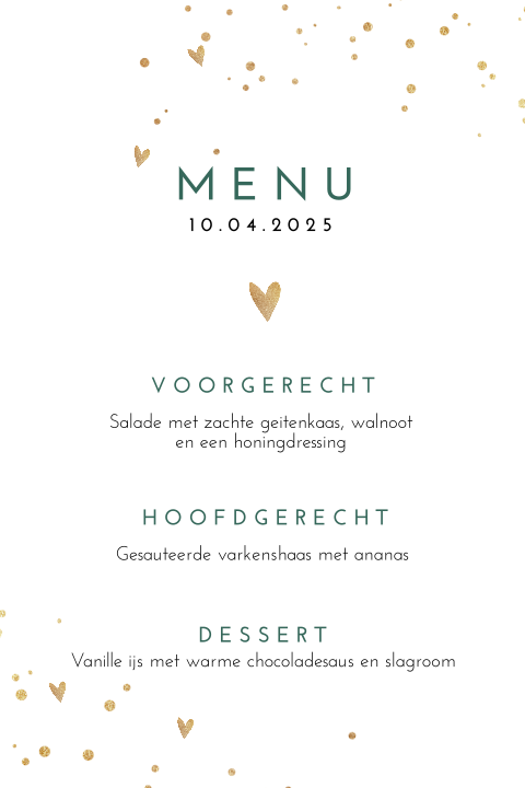 Stijlvol en chique design voor menukaart met gouden verf