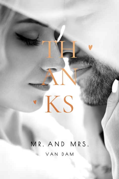 Romantische bedankkaart met koperfolie en foto