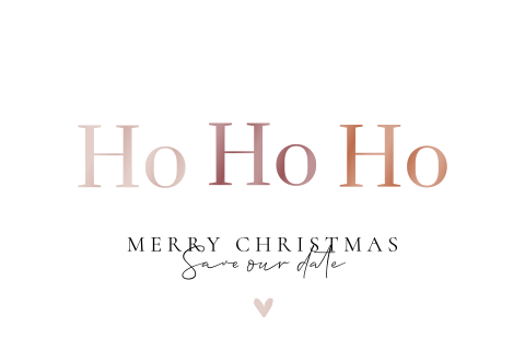 Stijlvolle save the date kerst met hoogglans letters