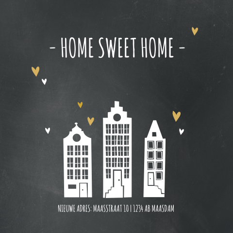 Hip housewarming kaartje met huisjes