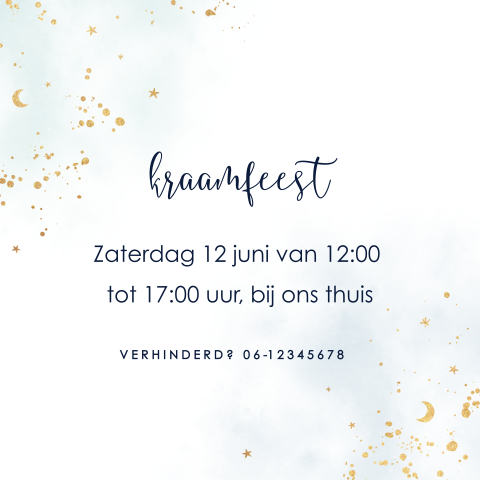 Dromerig kraamborrelkaartje met sterrenhemel