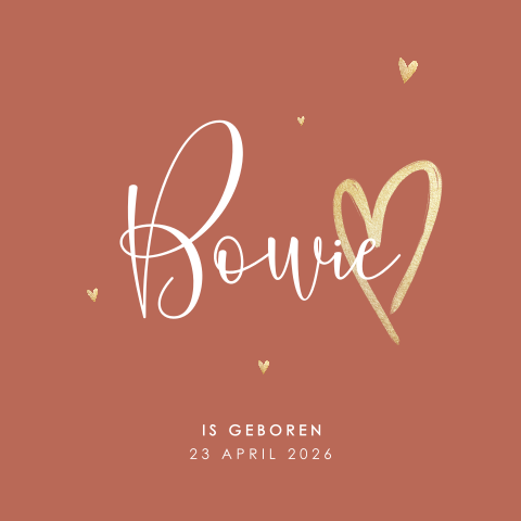 Geboortekaartje lief met gouden hartjes