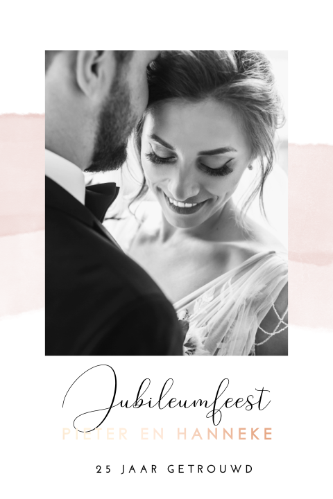 Stijlvolle uitnodiging voor een huwelijksjubileum met roséfolie