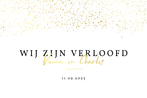 Verlovingskaart met goudfolie regen