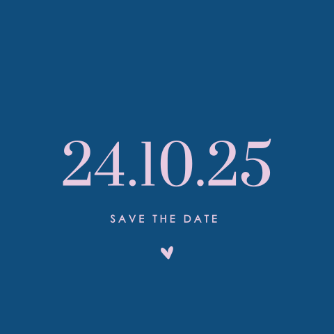 Save the Date kaart met colourblocking lila en blauw