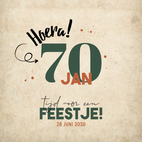 Stoere vintage uitnodiging 70e verjaardag