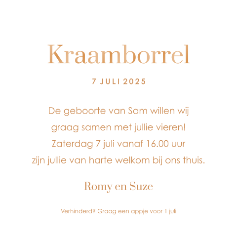 Kraamborrelkaartje clean met hoogglans