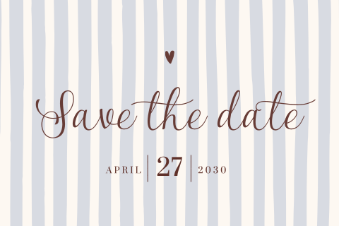 Save the date kaart met blauwe strepen