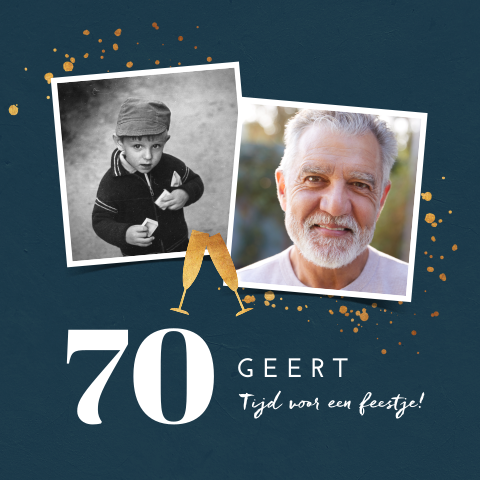 Uitnodiging verjaardag man 70 jaar met confetti