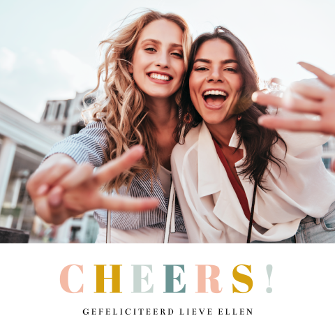 Verjaardagskaartje met foto en kleurrijke letters