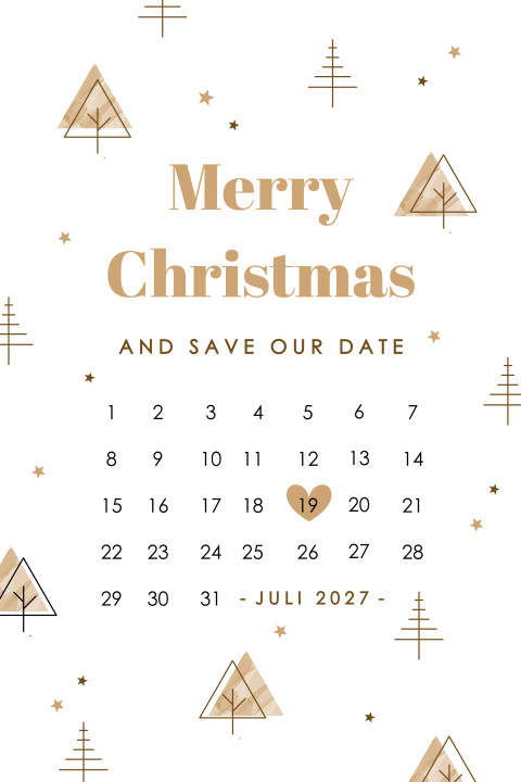 Hippe kerst save the date met kalender