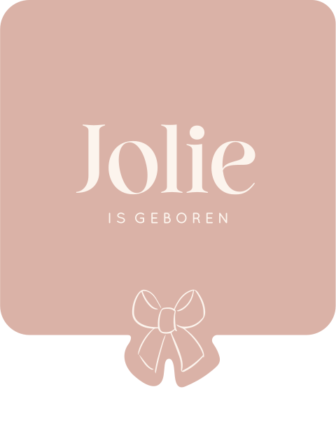 Tuinbord in oudroze met klassieke typografie en strikje