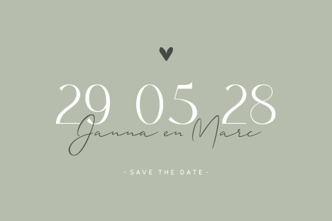 Save the Date voor bruiloft in salie groen