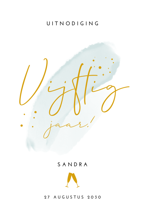 Verjaardag uitnodiging 50 jaar met watercolour streep