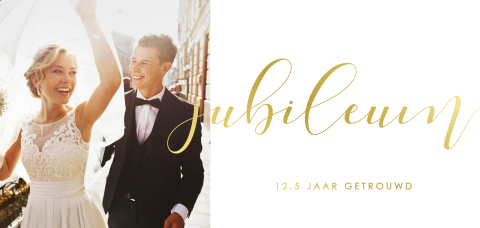 Goudfolie uitnodiging 12,5 jaar getrouwd met persoonlijke foto