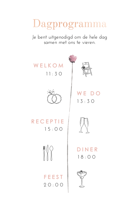 Dagprogramma met droogbloemen en tijdlijn