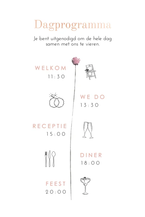 Dagprogramma met droogbloemen en tijdlijn