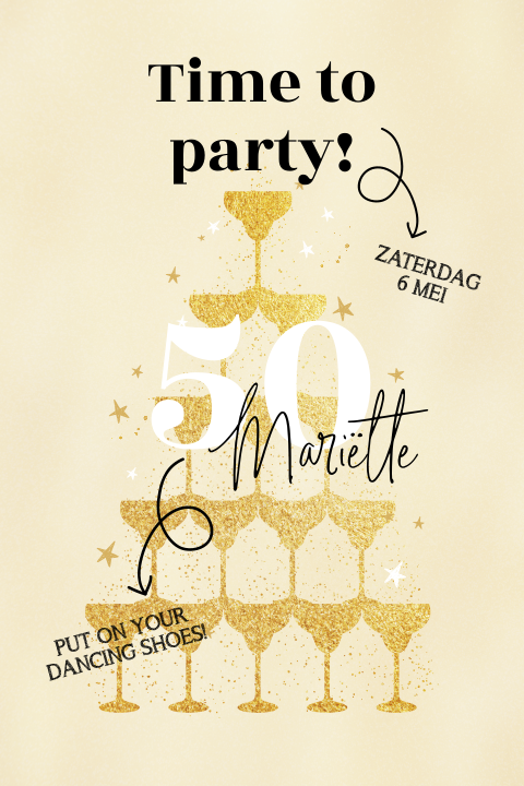 Feestelijke uitnodiging voor 50ste verjaardag