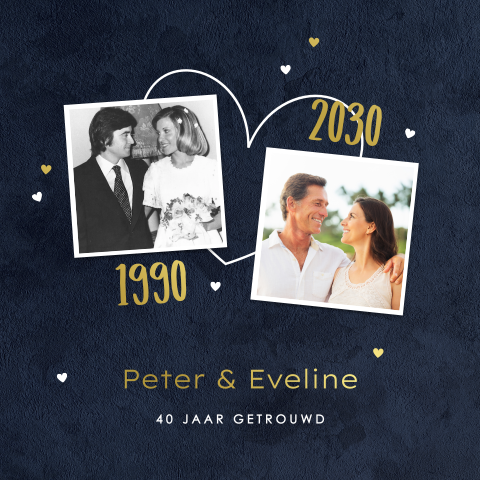 Uitnodiging 40 jaar getrouwd met velvet-look achtergrond